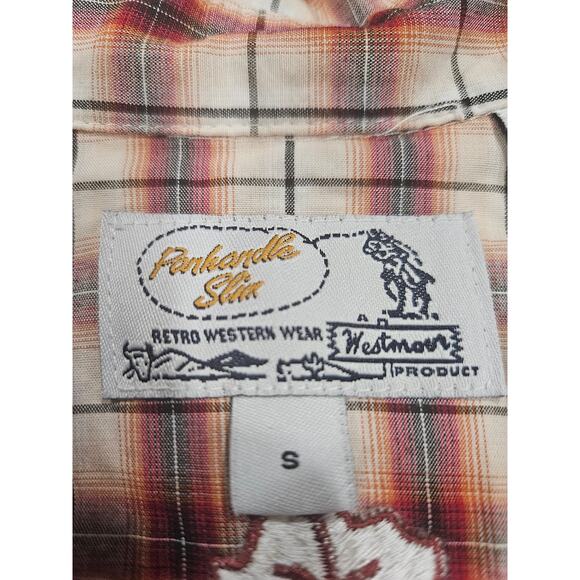 Panhandle Slim Embroidered Plaid Enamel Snap Button Up Women's Western Shirt S - Picture 2 of 10